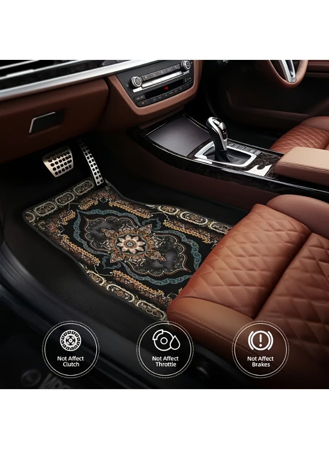 COYO [Bohemian Car Mats] 4pcs Bohemian Pattern European Ethnic Car Rubber Mats | Universal Anti-Slip Floor Mat, Easy-Clean Interior Accessory, Synthetic Rubber Material, for Front and Rear Vehicle Use - Image 5